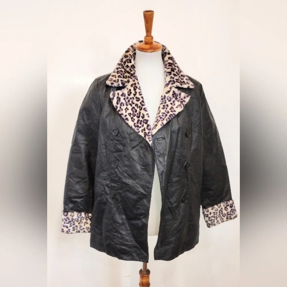VINTAGE LEATHER LEOPARD COAT